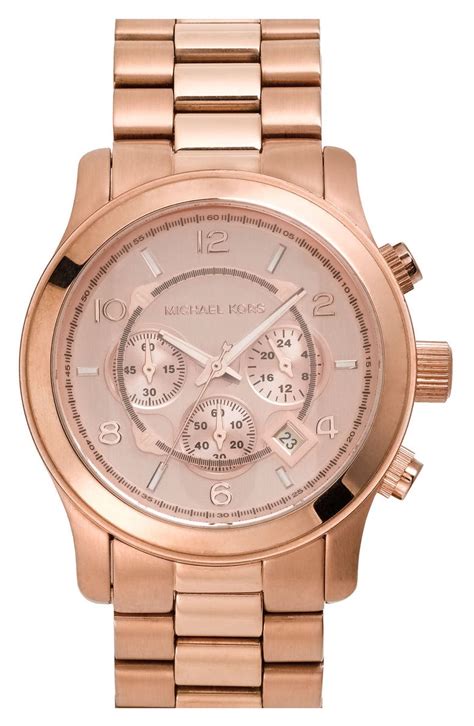 michael kors large runway watch rose gold|Michael Kors runway chronograph.